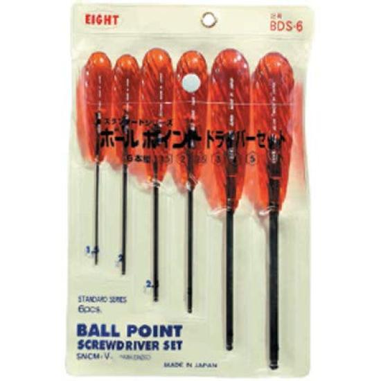 EIGHT Hex Driver Ball Set of In BDS6 Point, 1.5-5mm, 6, Pouch,