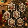 6pcs DIY Pearl Diamond Painting 2D Combination Set Animal Pattern Wooden Christmas Tree Pendant Holiday Party Artware Decoration