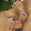 European and American Toe Metal Buckle Flip-flops Women's 2025 Summer New Round Head Fashion Flat-bottomed Beach Slippers
