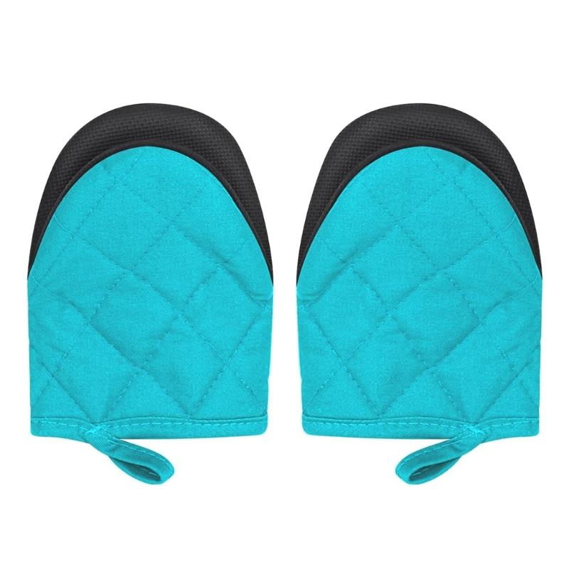 

1 Pair Nonslip Duckbill Oven Gloves Heat Resistant Short Hand Mitts Kitchen Safety Mitts Home Baking Accessories синий