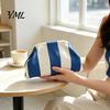 Quick Access Makeup Pouch Women Woven Striped Clutch Purse, Large Capacity Kiss Lock Organizer Cosmetic Pouch, Summer Beach Vacation Evening Dumpling