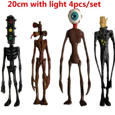 4 peças/conjunto Figuras de Ação Siren Head Brinquedo 20cm Figura Sirenhead Modelo de Terror Boneca com Base de Luz Presente para Crianças Brinquedos Scp 6789