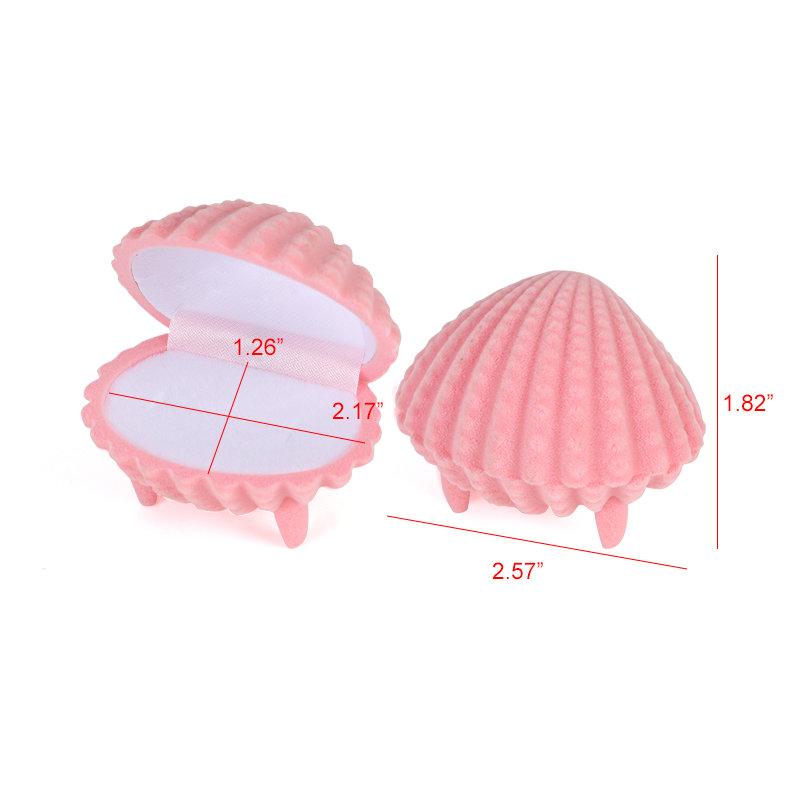 Velvet Jewelry Box Shell Shape Wedding Ring Box Organizer Storage Display Packaging Case Holder Gift Accessories 4 Colors