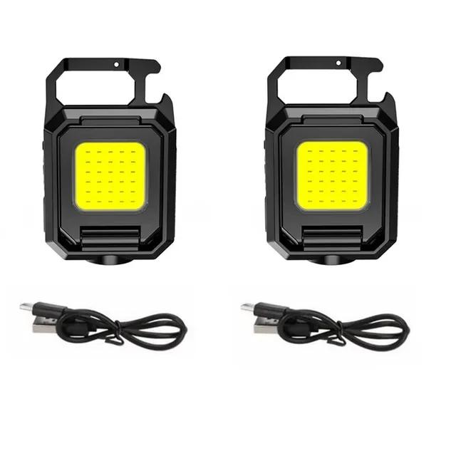 XPE Pocket Work Light 1000LM COB LED Mini Keychain Light USB Rechargeable Flashlight IPX4 Waterproof for Outdoor Camping Hiking