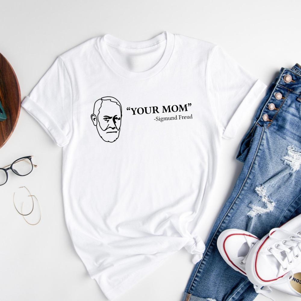 Psicologia Sigmund Freud Tua Mamma Maglietta Vintage Unisex Donna Streetwear Top Casual Maglietta Comica Divertente