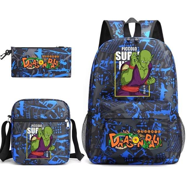 Dragon Ball Z Printed Backpack Set 3-Piece Casual School Bag For Boys And Girls Youth With Pencil Case Shoulder Bag