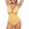 Women's Teal Halter V Neck Cutout Ruched One Piece Swimsuit