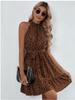 Halter Neck Round Dot Dress Lace Up Ruffle Edge Dress Sleeveless Chiffon Dresses Causal Women Dress