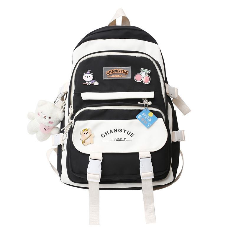 Color Fashionable Blocked Letter Print Student Casual Backpack For School