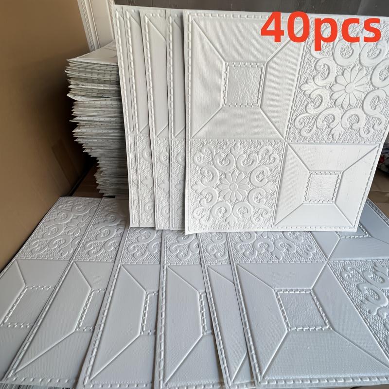 

40pcs 3D Self-Adhesive Foam Wallpaper 35cm X 35cm Waterproof Stain-Resistant Easy To Clean for Bedroom Living Room Kitchen Decor