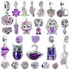 Doe-het-zelf Dames Sieraden Cadeaus Roze Paarse Serie Charms Glinsterende Oneindigheid Harten & Sterren Lavendel Bloemen Kralen Passend op Originele Armband