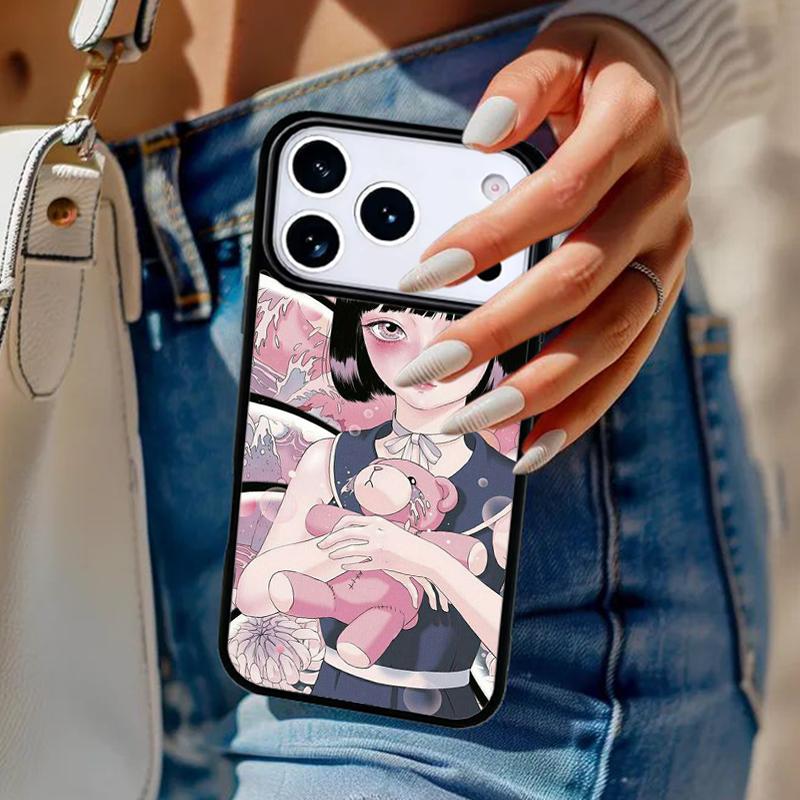 Cartoon Girl illustration Phone Case For iPhone 17 Air 14 15 13 12 Max Cover For Apple 14 15 16 16e 11 Pro Max Plus Coque