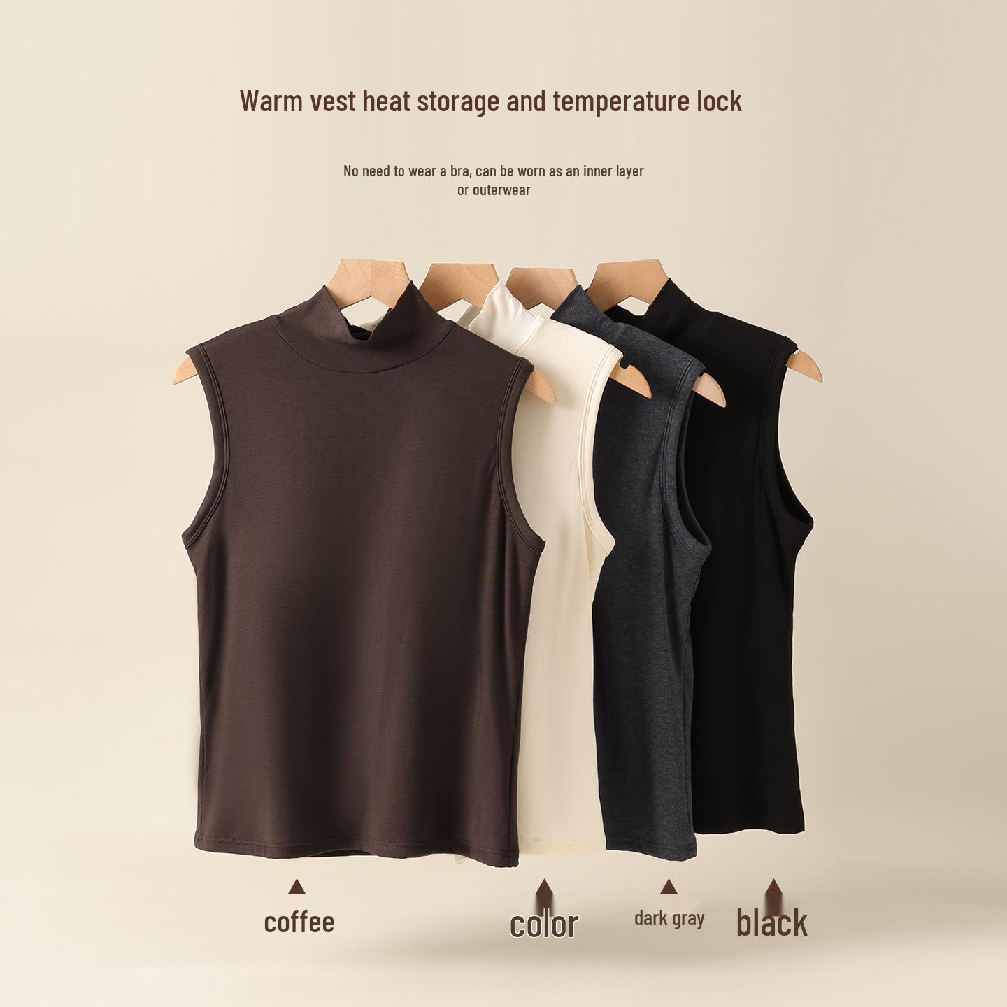 

Женский облегающий флисовый жилет-майка с высоким воротом и нагрудными вкладышами XL бежевый