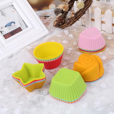 6PCS Silikon Kek Cupcake Fincan Kek Aracı Bakeware Pişirme Silikon Kalıp Cupcake