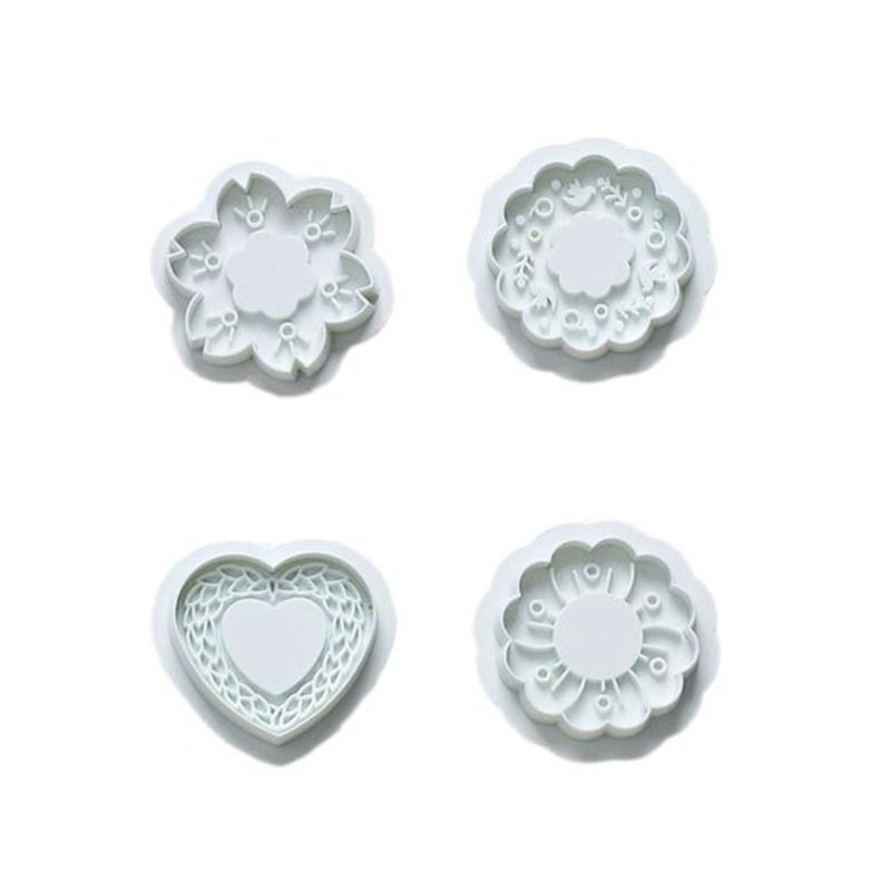 

4Pcs Heart Flower Biscuit Cutter Cookie Stamps Fondants Pastries Molds Plastic Cookie Cutter Kitchen Bakings Supplies 1