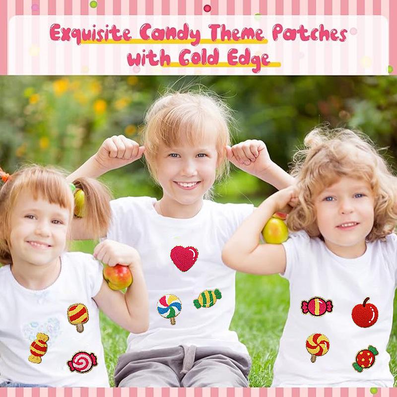 Sweet Candy Embroidery Cloth Sticker Lollipop Chapter Boy Clothes Bag Decoration Carrot Fudge Patch Sticker Ironing