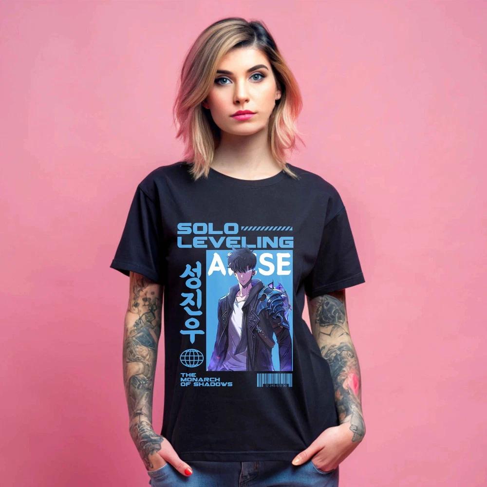 Anime Solo Leveling Sung Jinwoo Liu Zhigang Black T Shirt 2 S