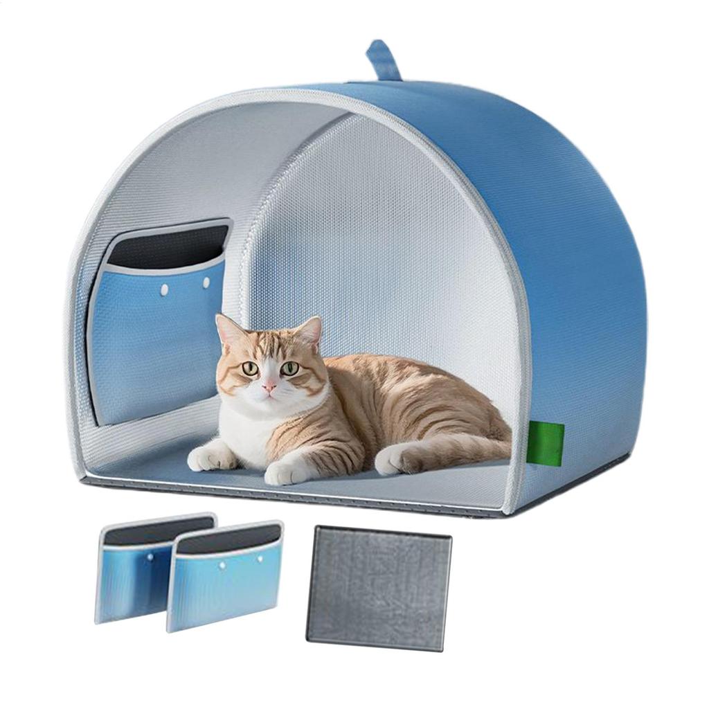 Faltbares Katzen-Klimaanlagenhaus Sommer-Haustier-Kühlhaus Hundeeishaus mit Eismatte Katzenbetten Haustierbedarf