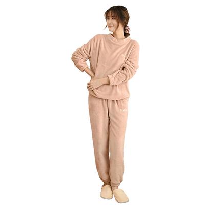 ROKUA Fluffy Loungewear Top and Bottom Long Polyester Pajamas, Set, Sleeves, Unisex, (Nude Pink)