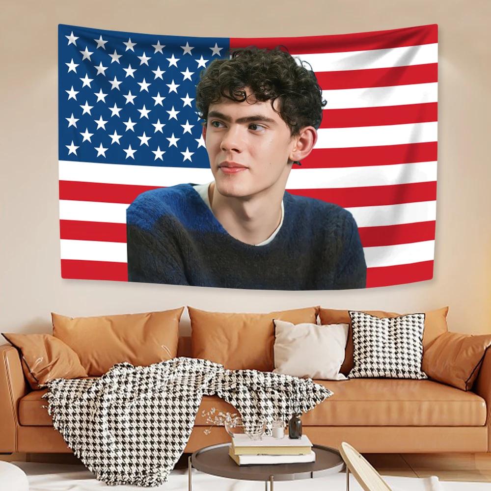 

Joe Lockes Tapestry American Flag Heartstoppers Famous Actor Home Decor Wall Hanging Covering Bedroom Dorm Backdrop Fans Gift 74x94cm(29x37in)