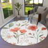 Watercolor Flower Round Rug Non-slip Floral Carpet for Living Room Bedroom Kitchen Decor Circle Doormat