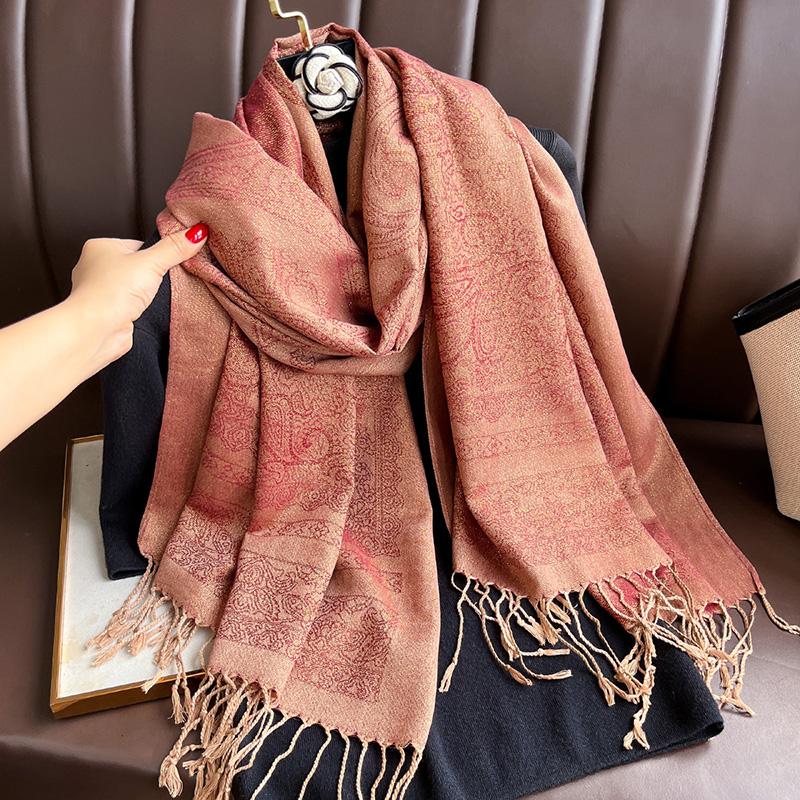 Tassel Blanket Design Pashmina Autumn Warm Shawl Wrap Cashmere Scarf Women Neckerchief Poncho Stoles Foulard Bufanda