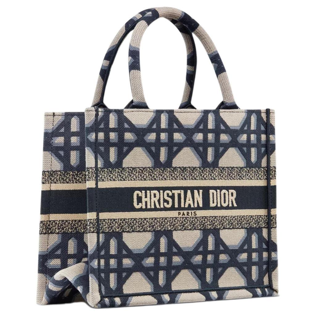 Dior BookTote Pattern Embroidery Tote Bag, Shopping Bag, Handbag Small Women's Beige/Blue M1265ZZAU-M928
