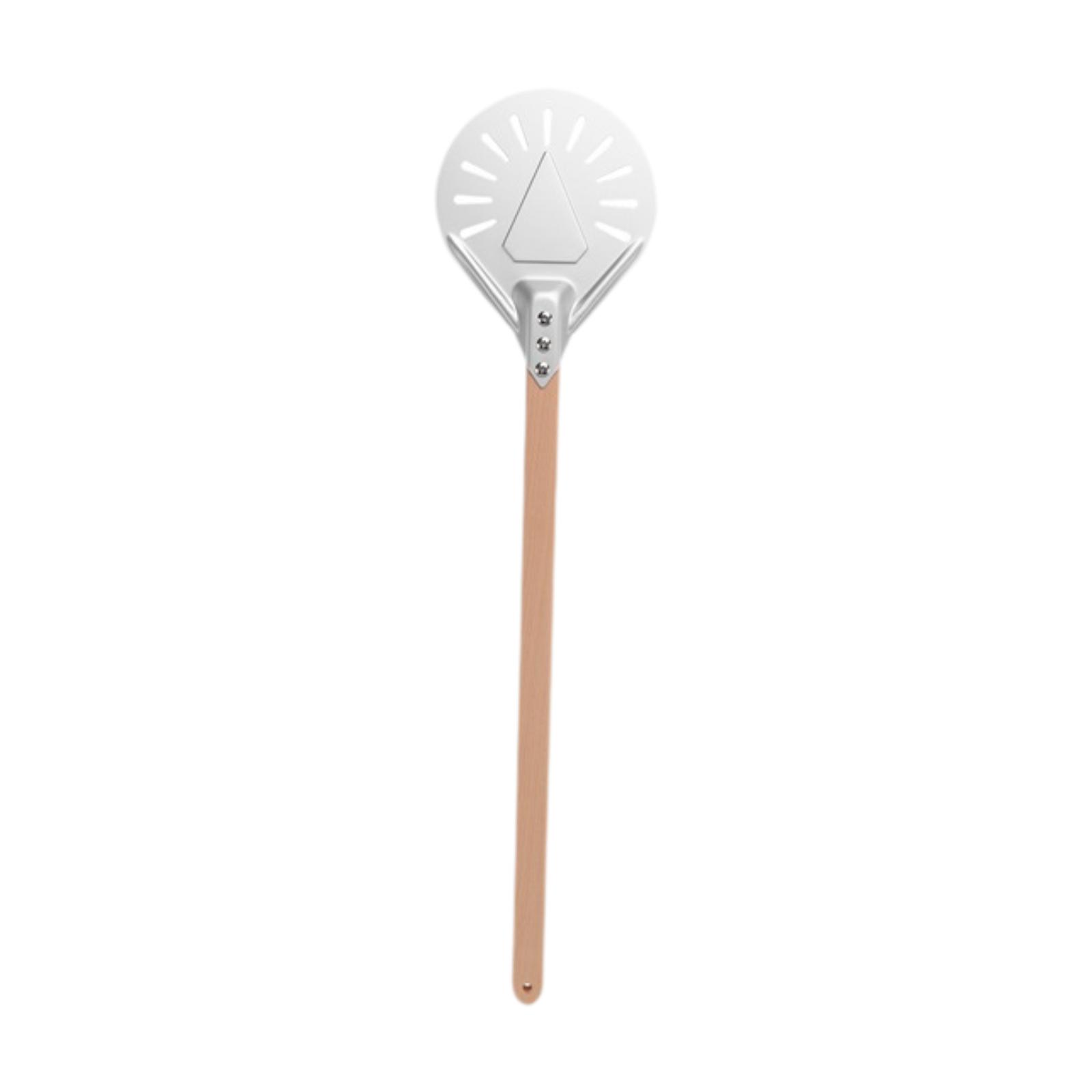 Pizza Turning small Pizza Peel Paddle Short round Tool Non Slip wooden Handle 7 inch Perforated Pizza Shovel Aluminum