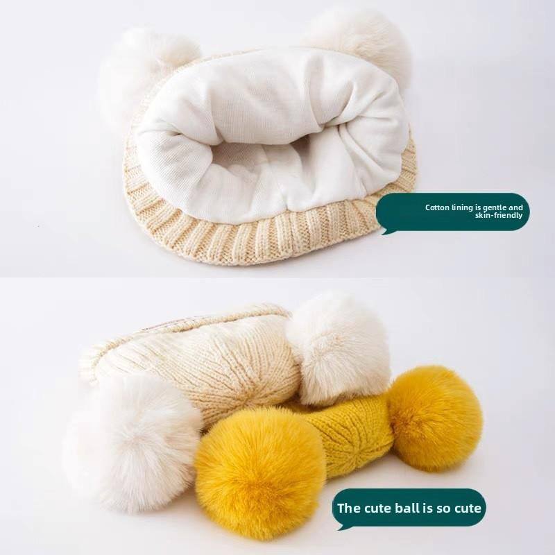 Newborn Teddy Bear Hat Knit Cotton Lined Winter Thermal Thickened Cap Adorable Infant Baby Boy Girl Gift