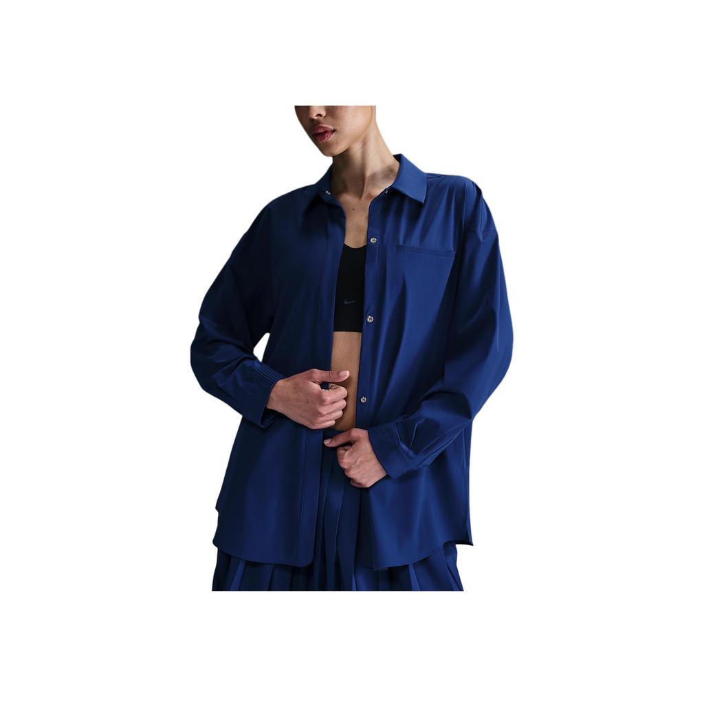 Nike Dri-Fit Perfect Stretch Serie 24.7 Comoda Assorbente dal Sudore Moda Maglia a Maniche Lunghe Camicie da Donna Blu Marino Profondo Blu Vuoto HM8385-455