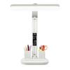 LED Desk Lamp with Digital Clock, Dimmable Eye-Caring Light with Pen Holder, USB Charging for Study, Home