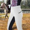 High Waist Punk Style Good Elasticity Ninth Length Riding Pants Splicing Color Exercise Equestrian Pants Female Clothing