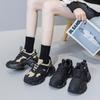 Daddy Shoes Autumn Women's Fashion Platform Black Sneakers Leather Versatile Non-slip Heightening Casual Shoes