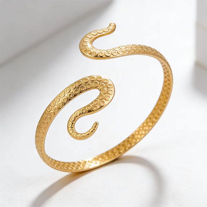 

Exaggerated Octopus Tentacle Adjustable Metal Arm Ring Bracelet for Women золотий