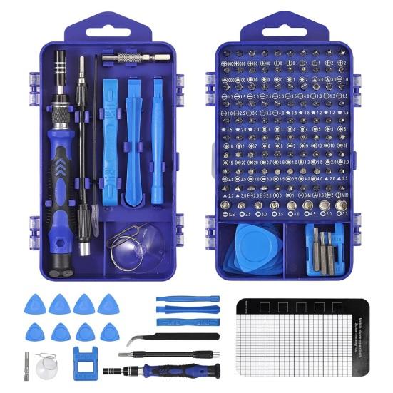Screwdriver Kit 122 in 1 Anti-Static Handles Magnetic Precision Repair Tool Set with Chrome-Vanadium Steel Bits Magnetizer Demagnetizer Tool