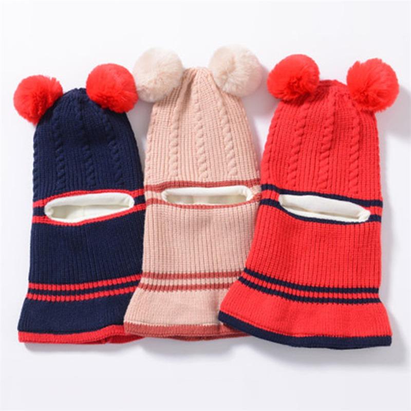 Baby Wintermütze Pompom Kinder Strickmützen Baby Mädchen und Jungen Mütze mit warmem Fleecefutter Mützen für Kinder