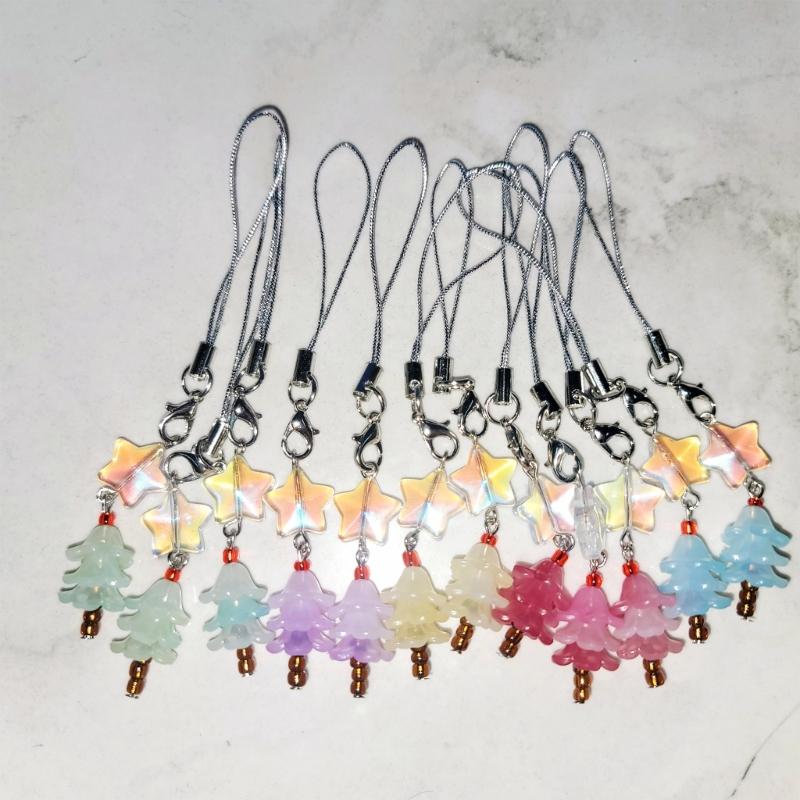 Fashion Star Christmas Tree Phone Charm Straps Car Keys Hanging Pendants Y2K Bag Decoration Lanyard Purse Accessories