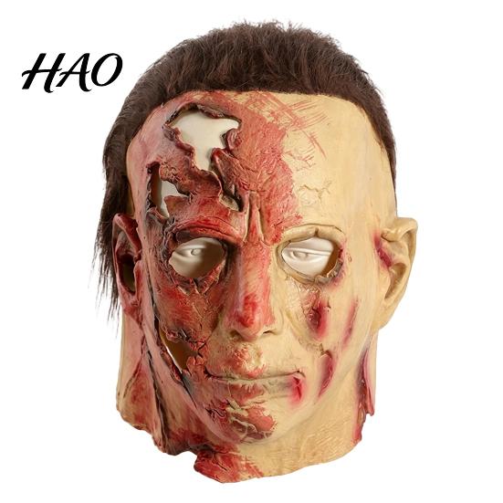 Realistic Zombie Cosplay Mask Horror Character Mask, Scary Halloween Latex Full Head with Battle Damaged Miles Wig, Costume for Masquerade Party Props