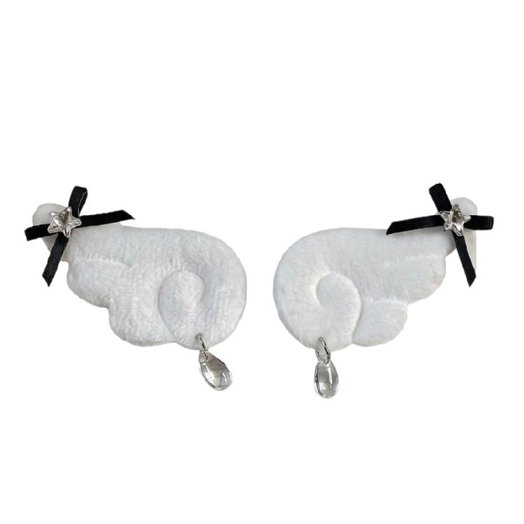 

2Pcs Matching Vintage Fabric Wing with Bowknot Accent For DIY Accessories And Y2K Bag Pendant Decoration