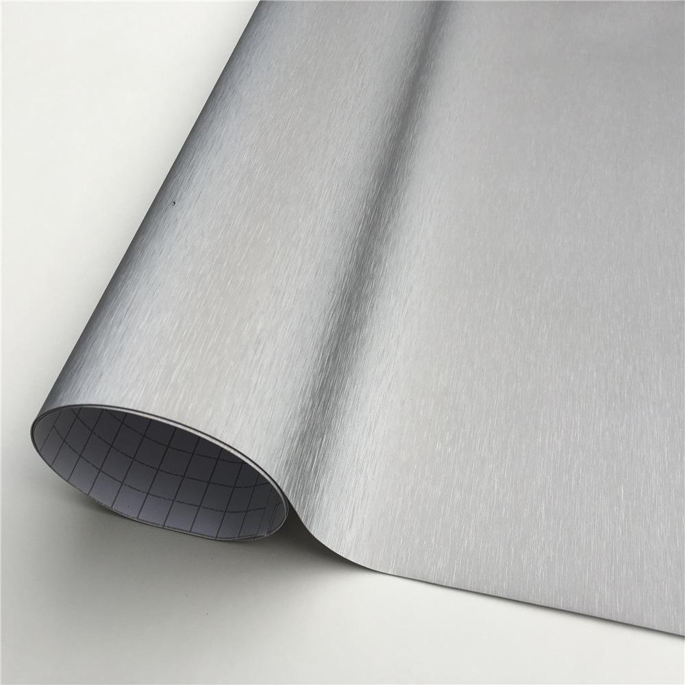 Grey Metallic Brushed Vinyl Wrap Car Film Wrapping Foil Bubble Free Furniture Console Computer Laptop Phone
