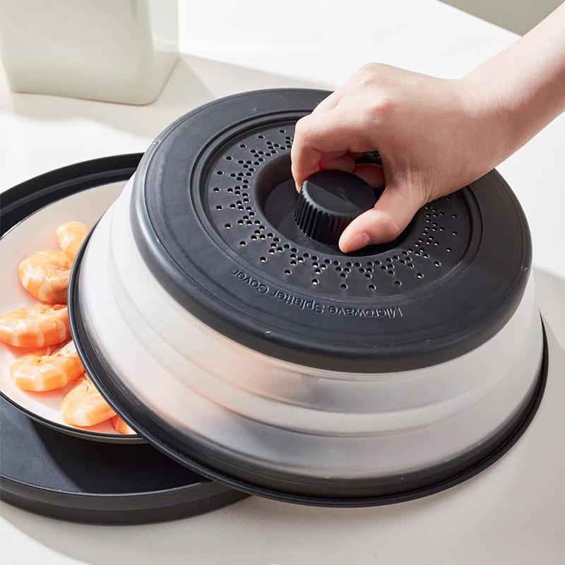 Folding Heating Covers Food Splash-Proof Microwave Cover Multi-Function Microwave Tray With Bottom Fresh-Keeping Cover Tool