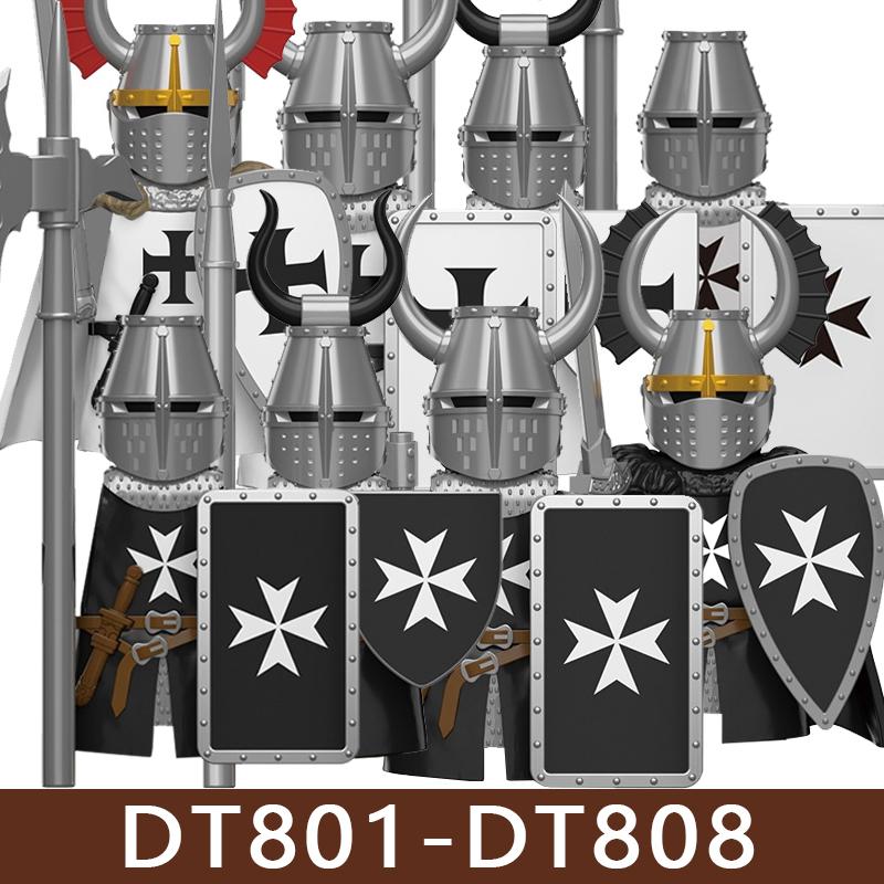 Medieval Roman Soldier Figures Building Blocks MIlitary Castle Warrior Hospital Templar Knight Flag Cloak Accessories Bricks Toy