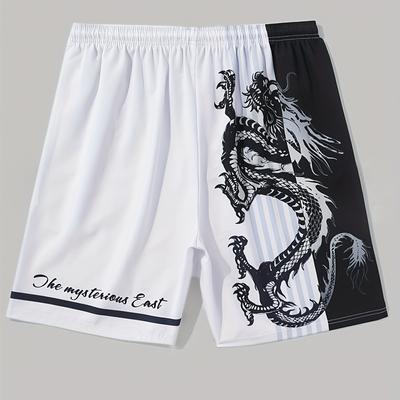 Plus Size Men's 3D Cool Dragon Graphic Print Sports Shorts For Summer