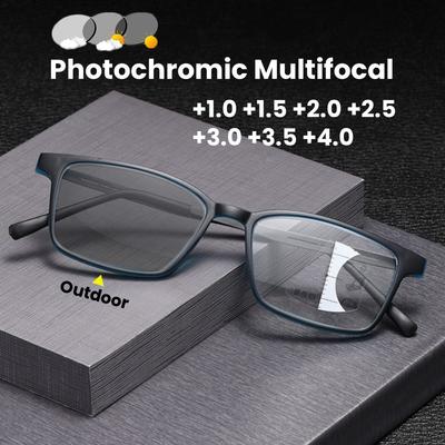 Fotochromowe Wielogniskowe Okulary dla Presbiopii Nowe Biznesowe Okulary Blokujące Niebieskie Śwło Optyczne Okulary Korekcyjne +1.0 DO +4.0