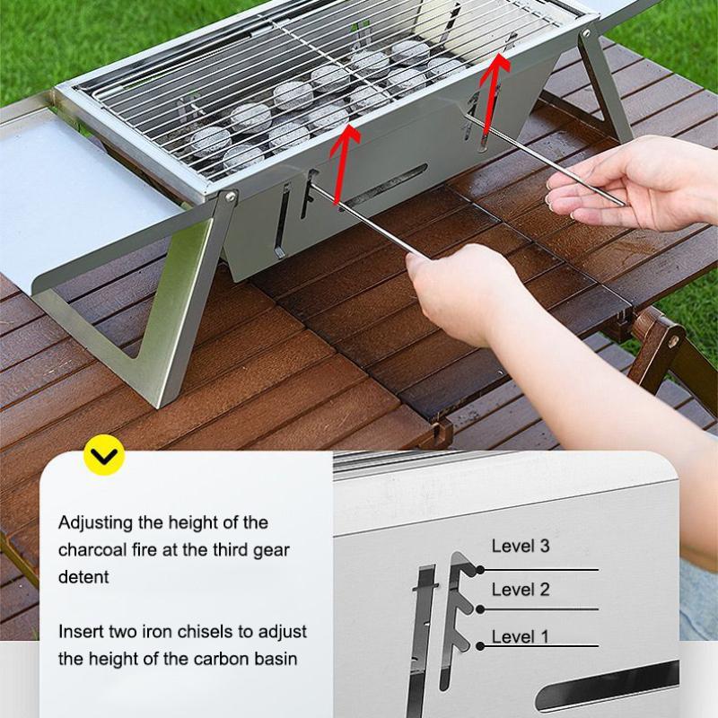 304 Stainless Steel Folding Barbecue Grill Stove Home Portable Firewood Stove for Backpacking Camping Hiking Outdoor BBQ Cooking