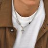 Vnox Stainless Steel Hip Hop Star Moon Polishing Chain Inlay Gem Pendant Necklace for Men Women, Unisex Chain Collar