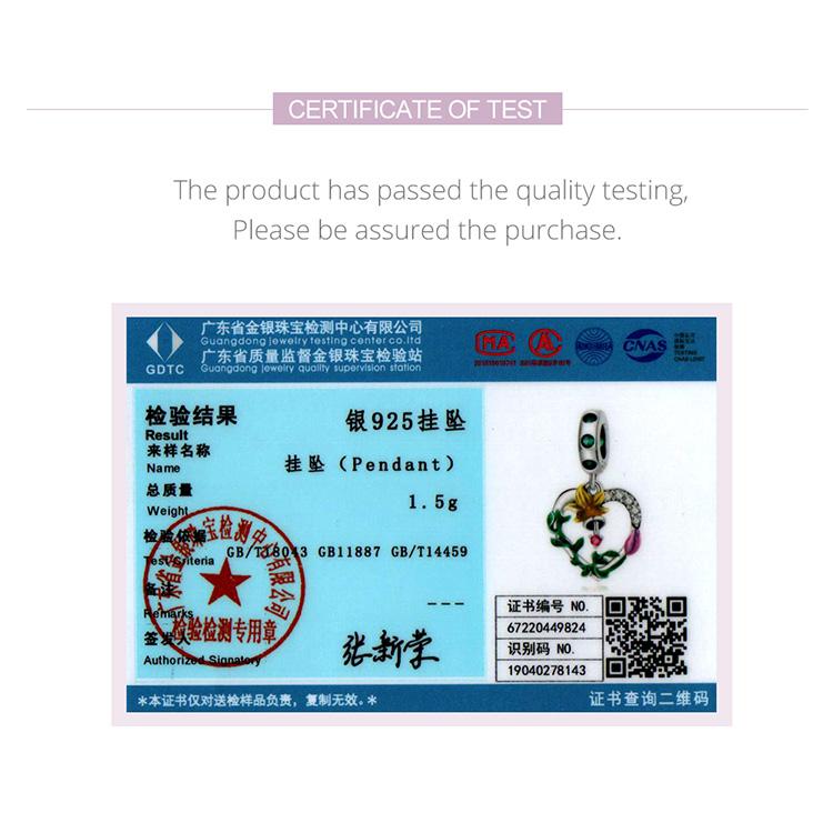 WOSTU 925 Sterling Silver Zircon Hollow Heart Flower Charm Pendant for Women DIY Original 3MM Bracelet Jewelry