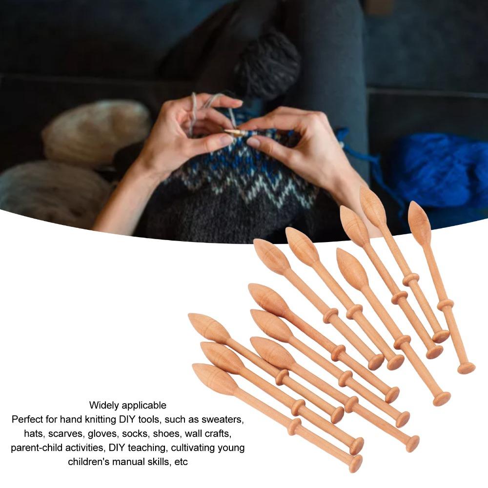12pcs Antique French Wooden Lace Bobbin Wood Weaving Tools Portable Bobbin Lace Kit For Beginners