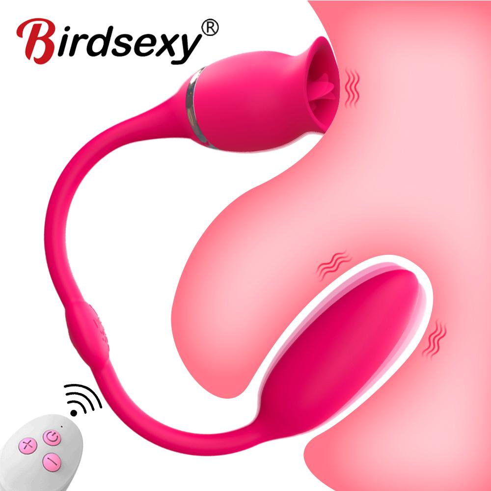 2 In 1 G-Spot Clitoral Tongue Licking Vibrator With Vibrating Egg Clitoris Stimulator Nipples Clit Sex Toys For Women Adults 18