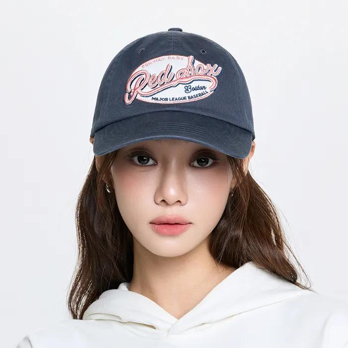MLB Street Oval Cursive Unstructured Ball Cap BOS (D.Indigo)